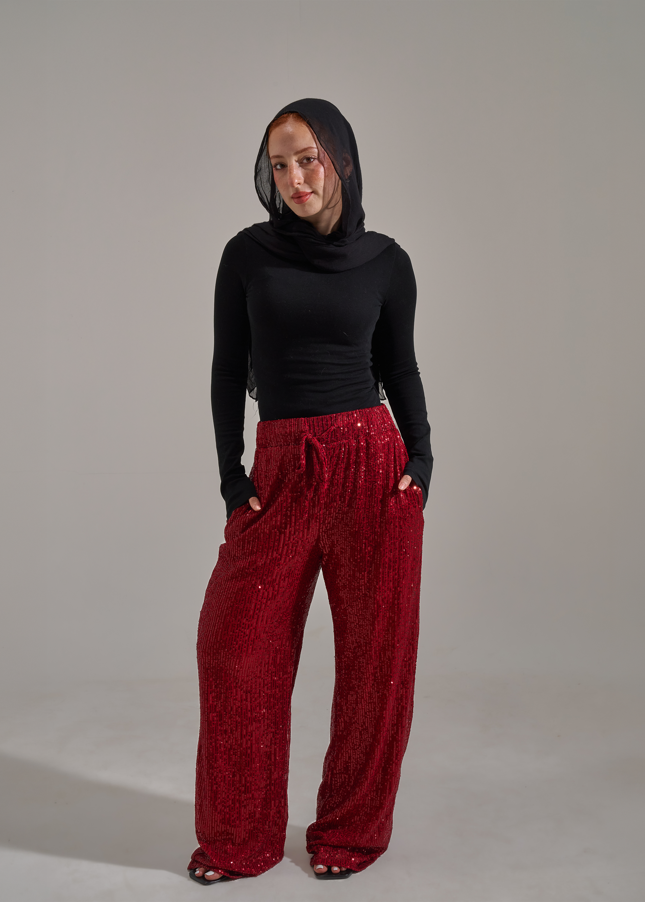Cherry Velvet Crystal Pants