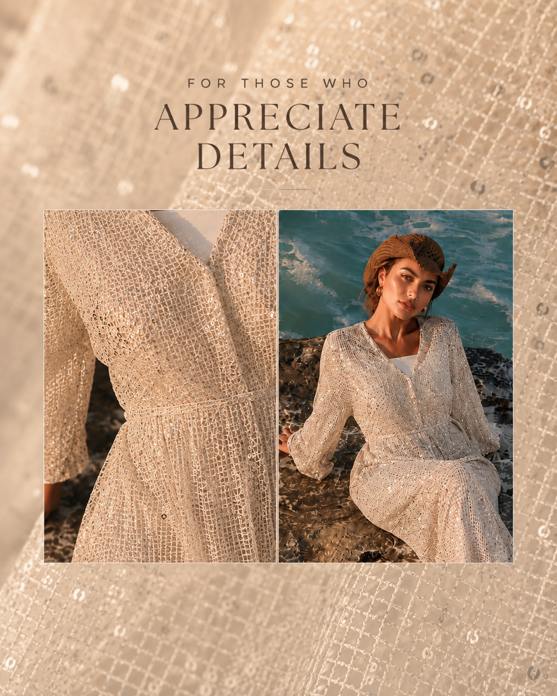 Shimmer dress - Beige