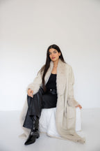 Premium Beige Faux Leather Coat
