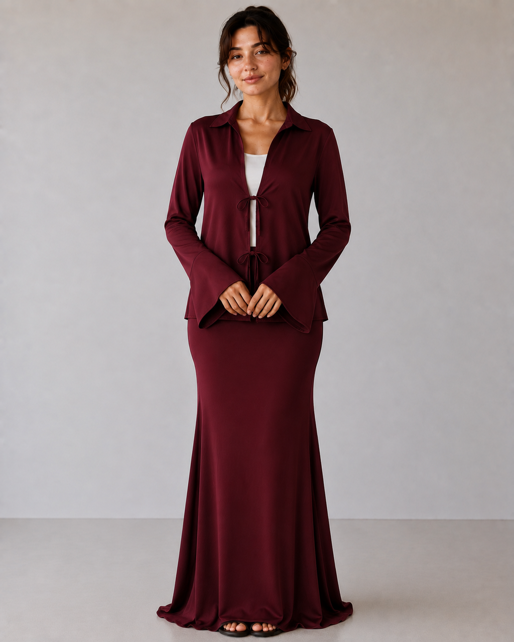 Satin set - burgundy