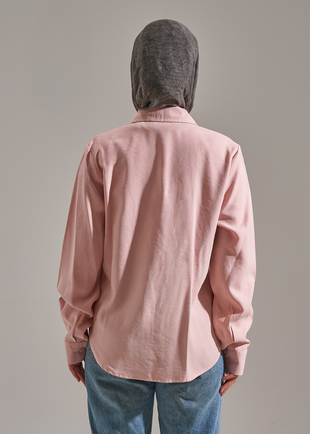Shirt with scarf- dusty pink