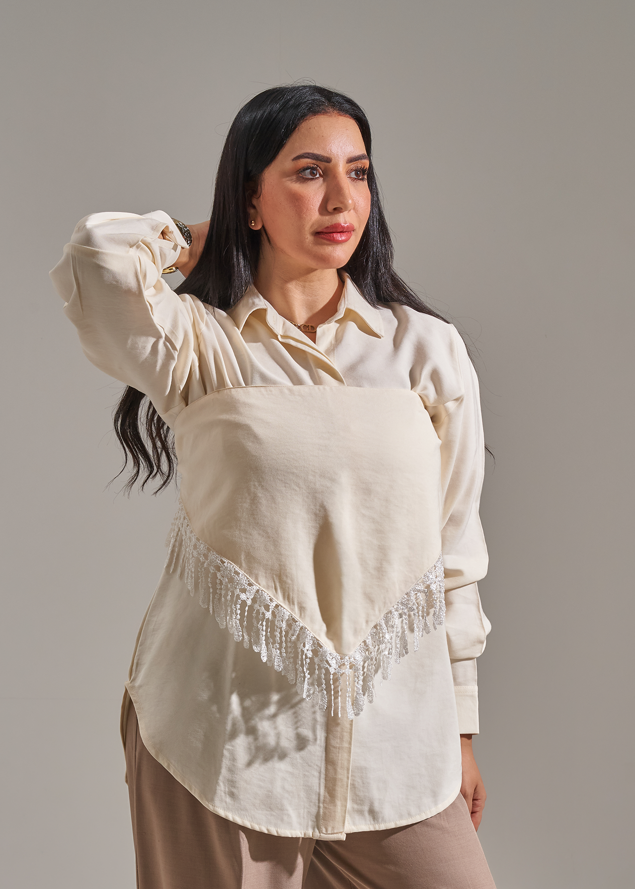 Shirt with scarf -Off White