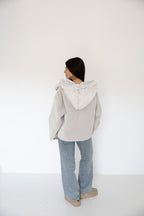 Ash Leather Jacket with Fur Hood