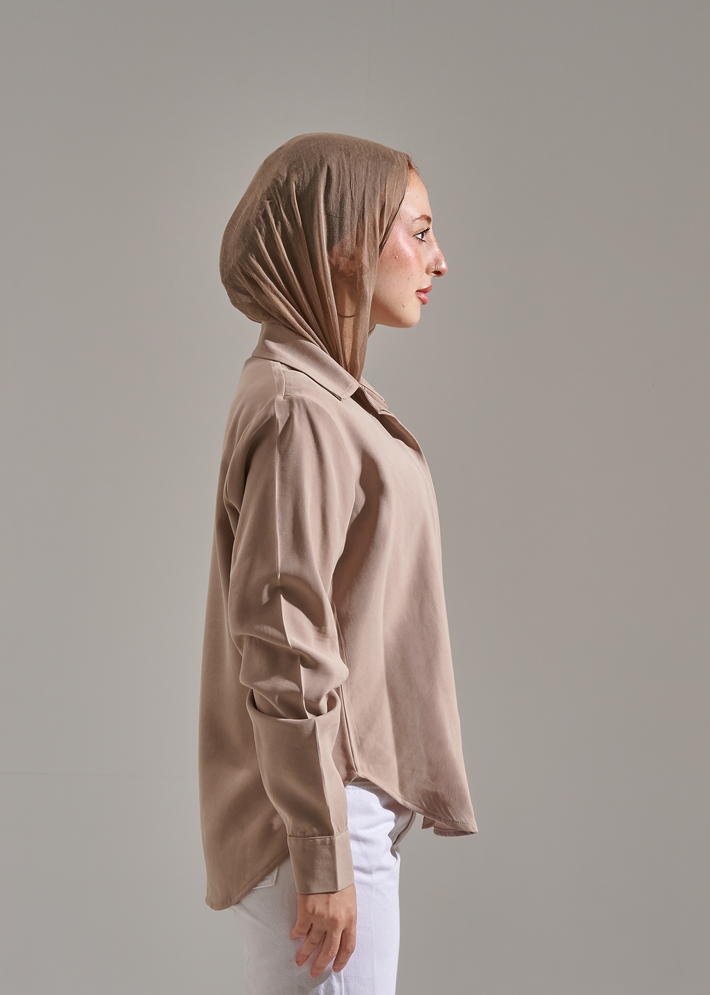 Shirt with scarf - Latte