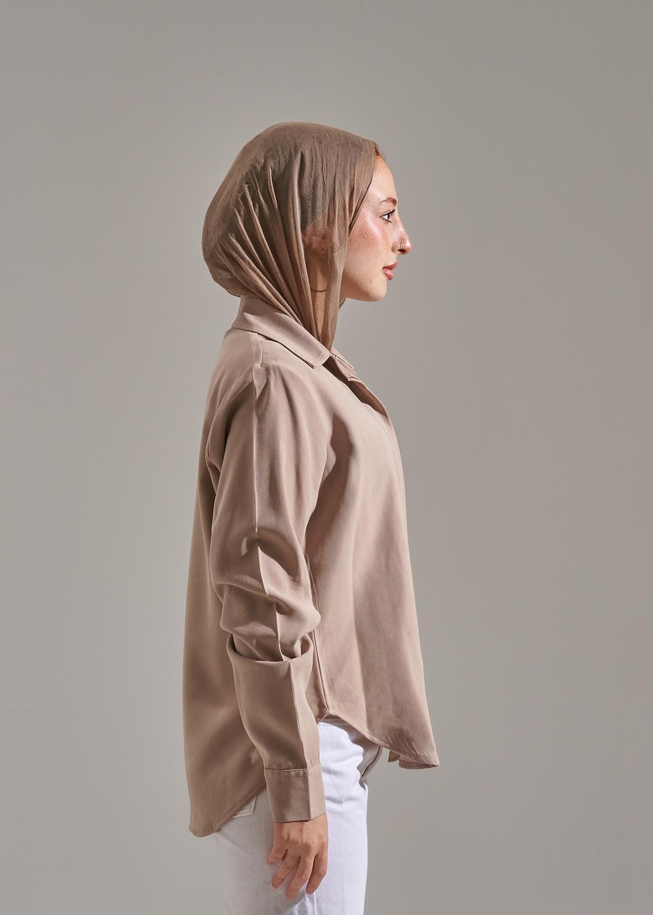 Shirt with scarf - Latte