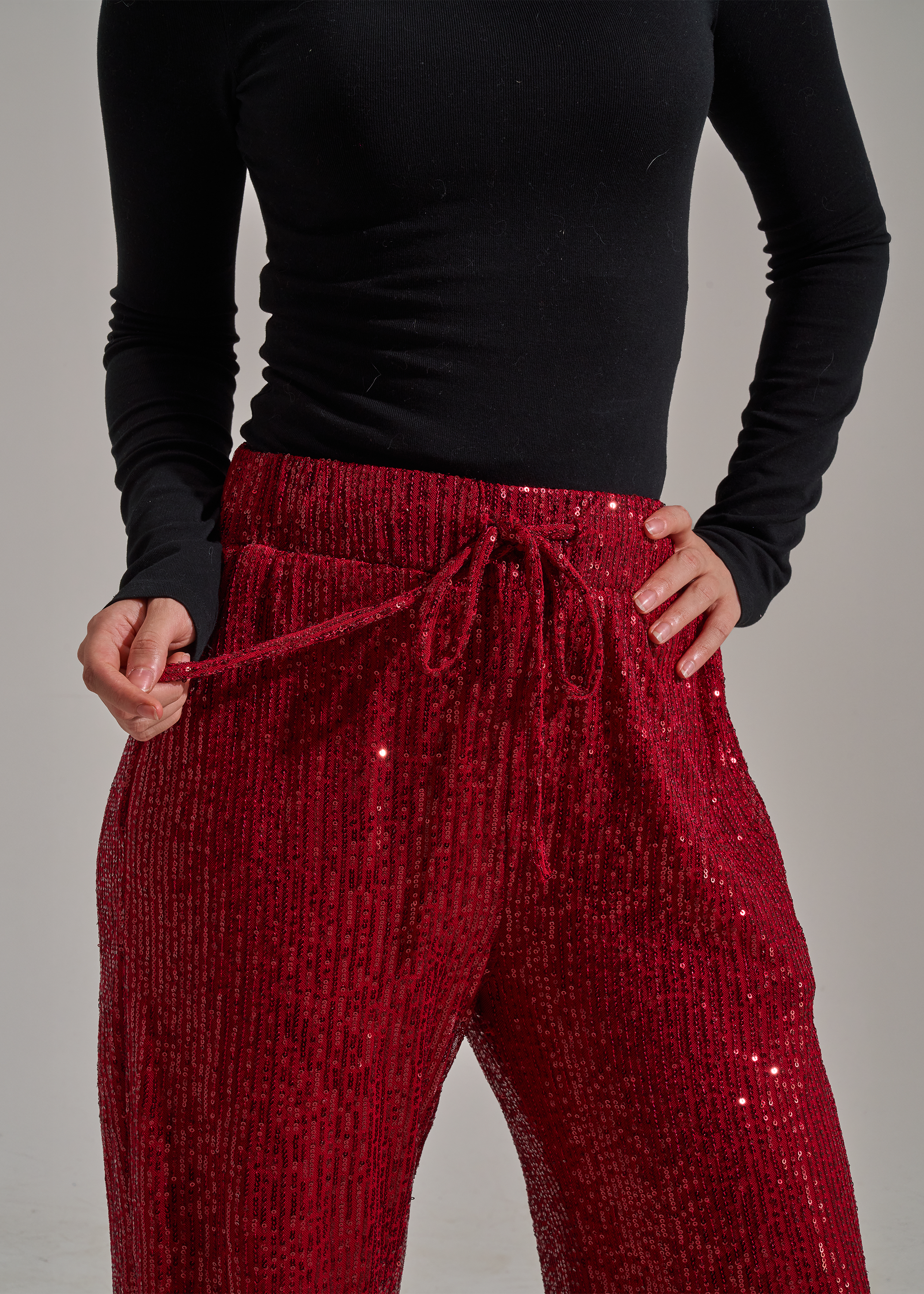 Cherry Velvet Crystal Pants