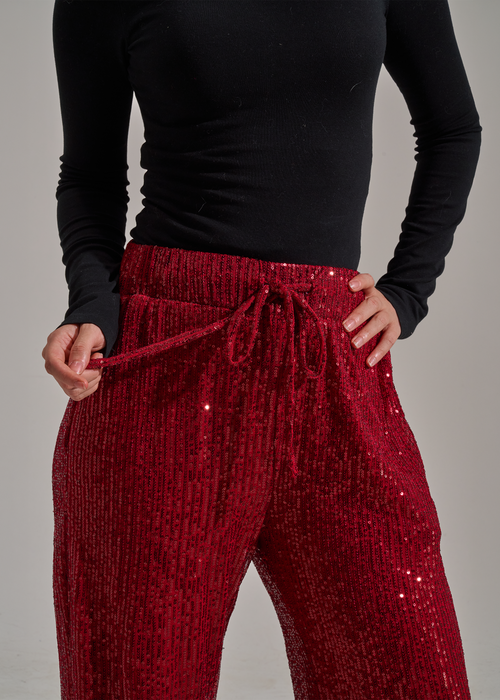Cherry Velvet Crystal Pants