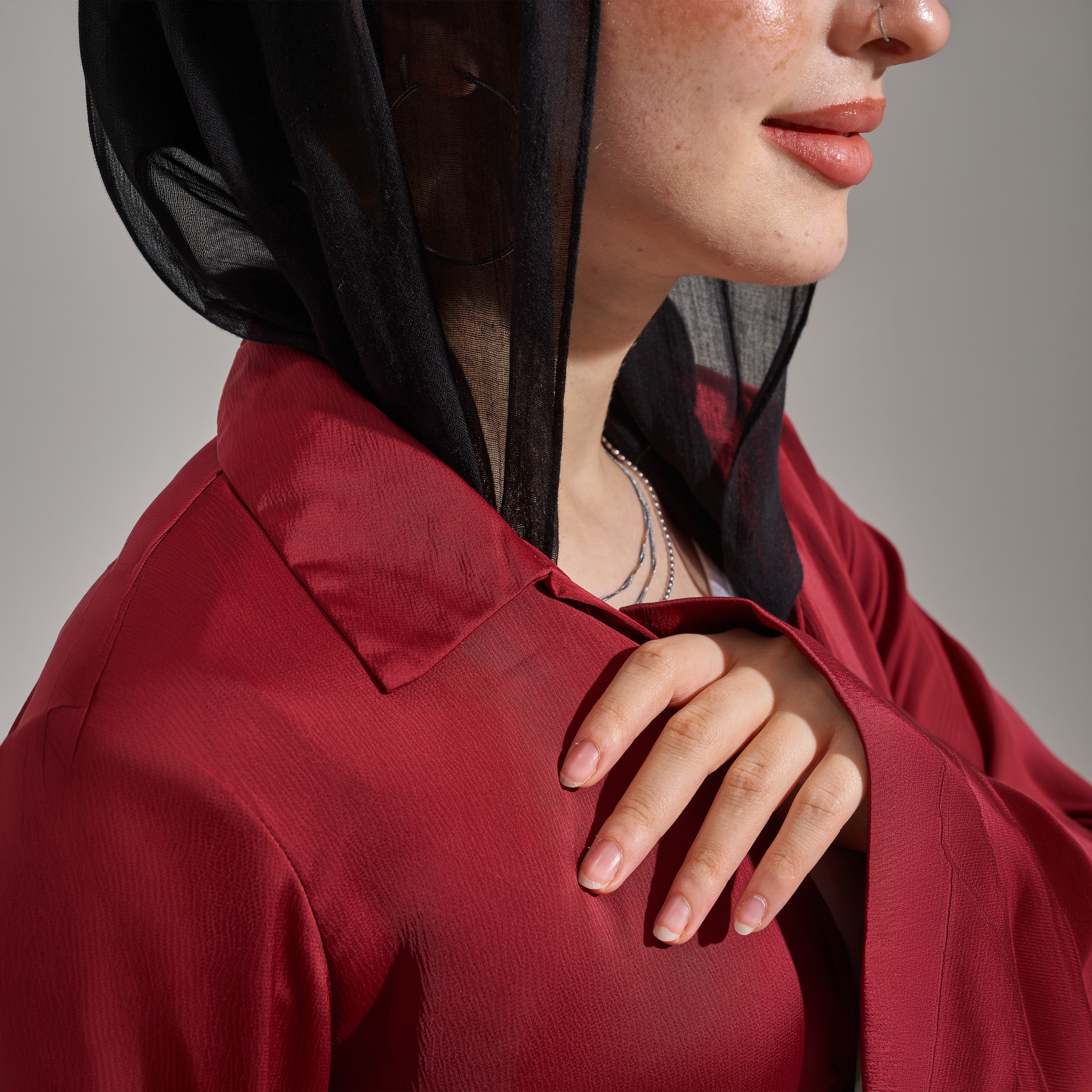 Satin Blouse - Burgundy