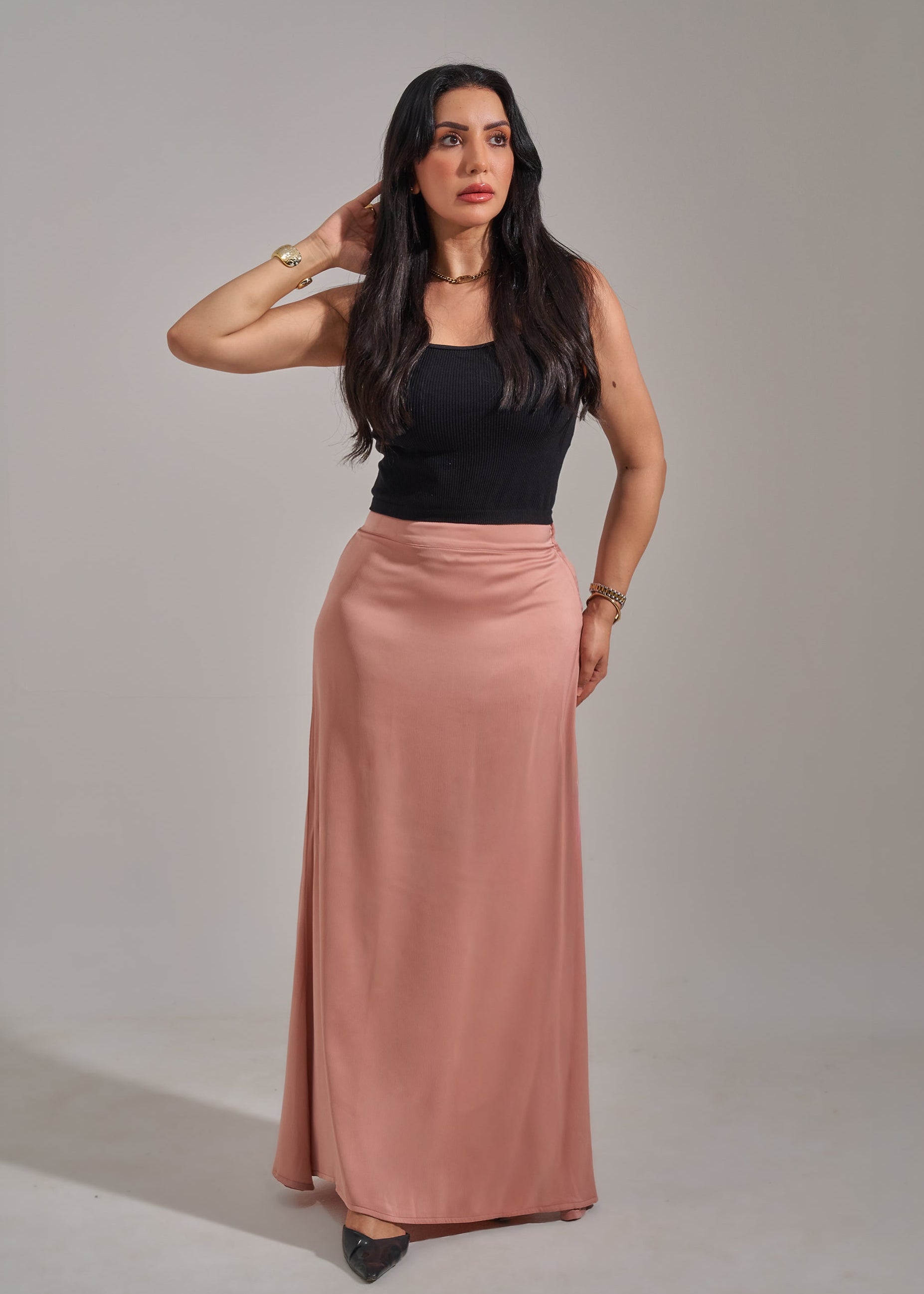 Mermaid satin skirt- dusty rose